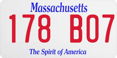 MA license plate 178BO7