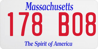 MA license plate 178BO8