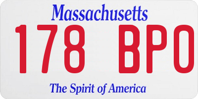 MA license plate 178BP0