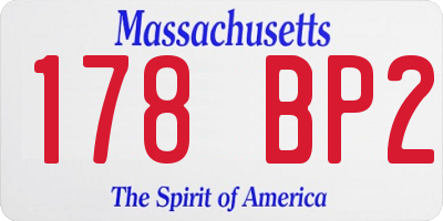 MA license plate 178BP2