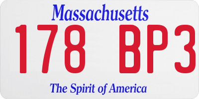 MA license plate 178BP3