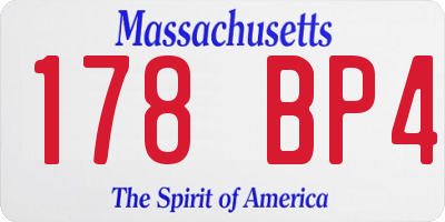 MA license plate 178BP4