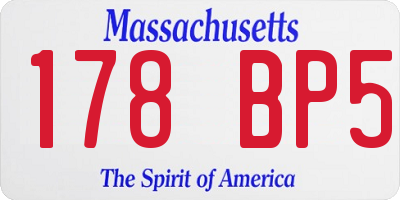 MA license plate 178BP5