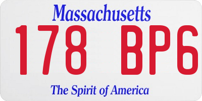 MA license plate 178BP6