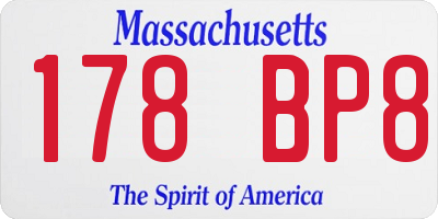 MA license plate 178BP8