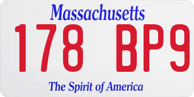 MA license plate 178BP9