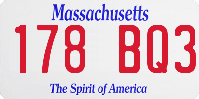 MA license plate 178BQ3