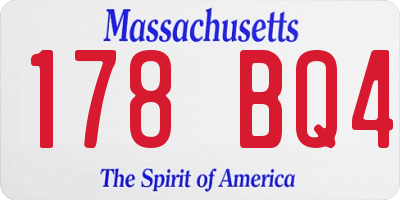 MA license plate 178BQ4