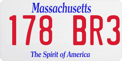 MA license plate 178BR3