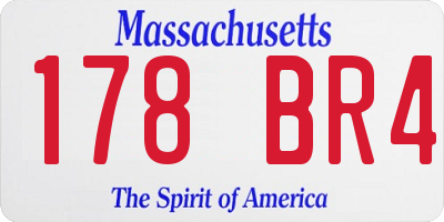 MA license plate 178BR4