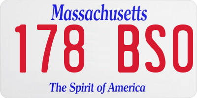 MA license plate 178BS0
