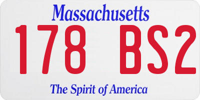 MA license plate 178BS2