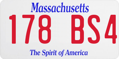 MA license plate 178BS4