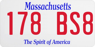 MA license plate 178BS8