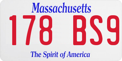 MA license plate 178BS9