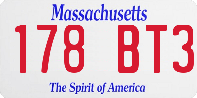MA license plate 178BT3