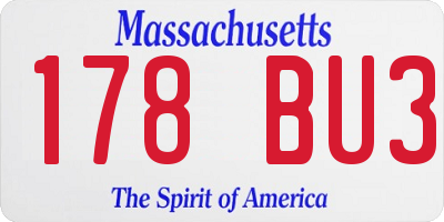 MA license plate 178BU3