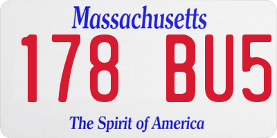 MA license plate 178BU5