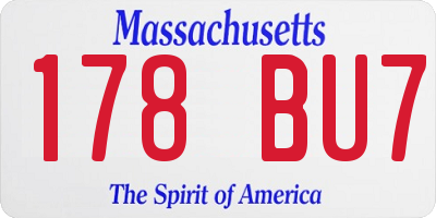 MA license plate 178BU7
