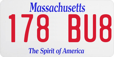 MA license plate 178BU8
