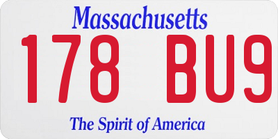 MA license plate 178BU9