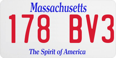 MA license plate 178BV3