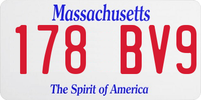 MA license plate 178BV9