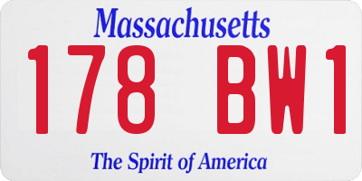 MA license plate 178BW1