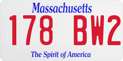 MA license plate 178BW2
