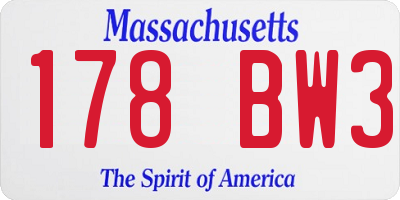 MA license plate 178BW3