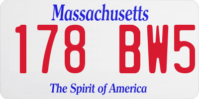 MA license plate 178BW5