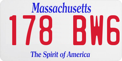 MA license plate 178BW6