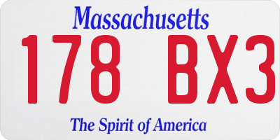 MA license plate 178BX3