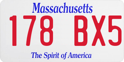 MA license plate 178BX5