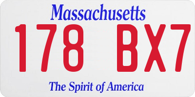 MA license plate 178BX7