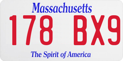 MA license plate 178BX9