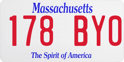 MA license plate 178BY0