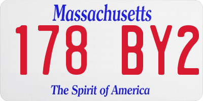 MA license plate 178BY2