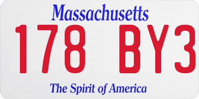 MA license plate 178BY3
