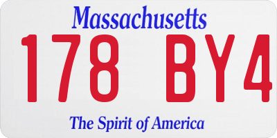MA license plate 178BY4