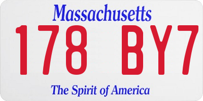 MA license plate 178BY7