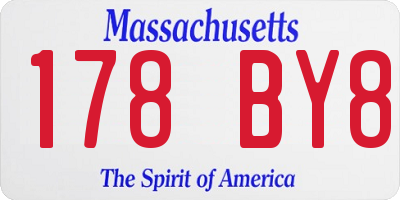 MA license plate 178BY8