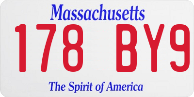 MA license plate 178BY9