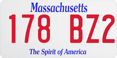 MA license plate 178BZ2