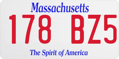 MA license plate 178BZ5