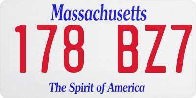 MA license plate 178BZ7