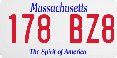 MA license plate 178BZ8