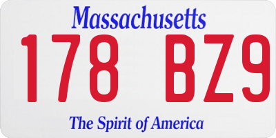 MA license plate 178BZ9