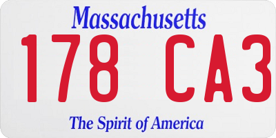 MA license plate 178CA3