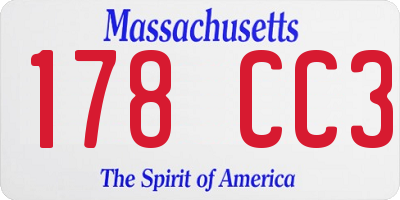 MA license plate 178CC3
